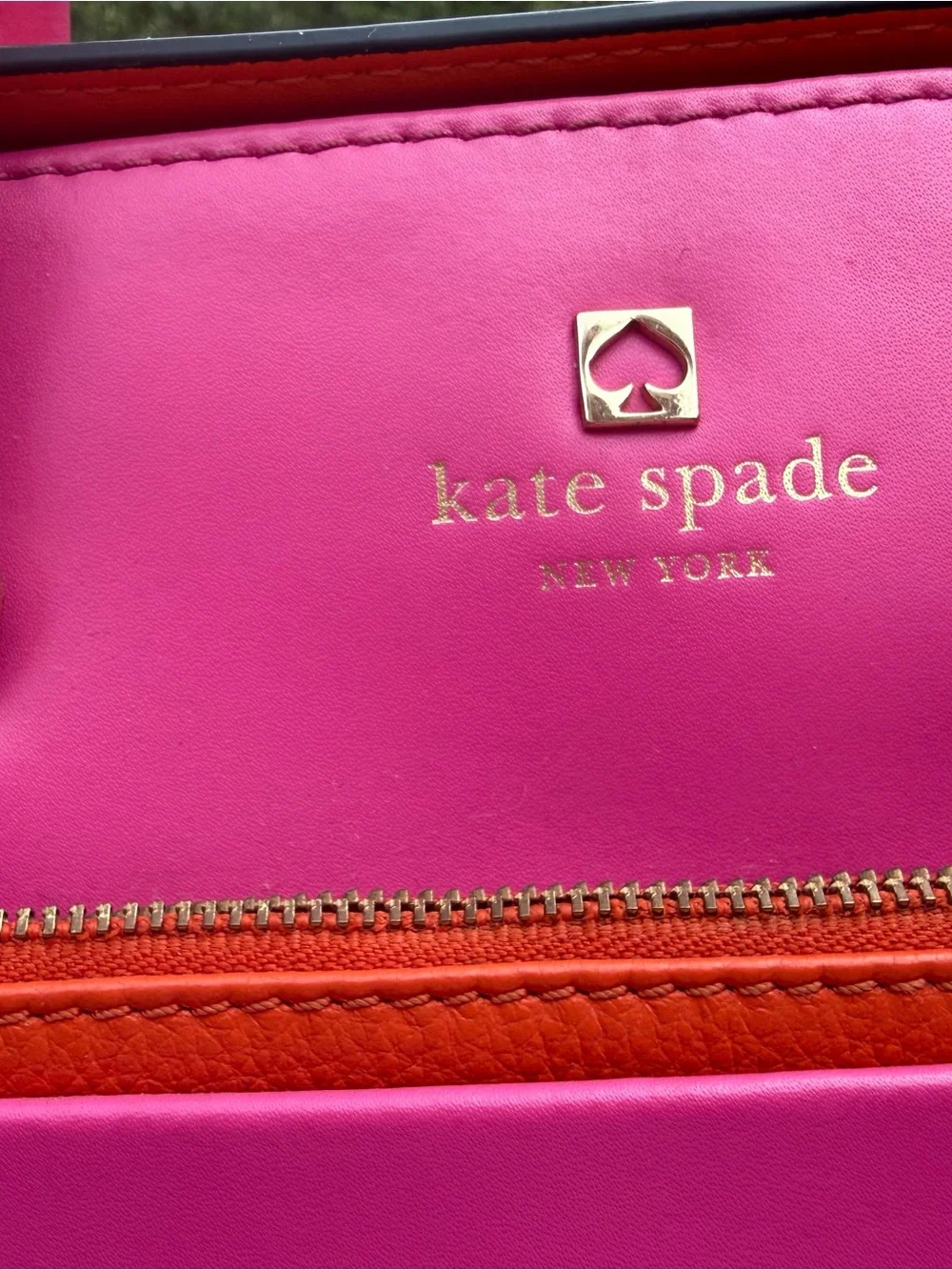 kate spade Two-Tone Hot Pink and Orange Leather Satchel Crossbody